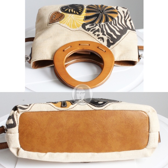 Relic by Fossil Tote Bag or Crossbody Wood Handles Florals with Shoulder Strap - Picture 7 of 8